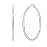 Sterling Silver 3X50mm High Polished Hoop Earrings