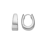 Sterling Silver-Rhodium Plated 17.5x7mm Squared Edge Tapered Hinged Hoops with Snap Post Closure