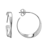 Sterling Silver-Rhodium Plated 25x4mm Twist Hoop Earrings