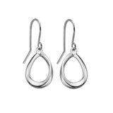 Sterling Silver-Rhodium Plated 27x11mm Open Teardrop Twist Dangle Earrings