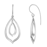 Sterling Silver-Rhodium Plated 36.5x15mm Teardrop Dangle Earrings