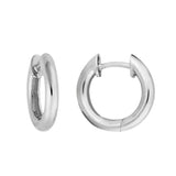 Sterling Silver Rhodium Rounded Hinged Hoop Earrings 2.3X13.5mm