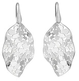 Sterling Silver Rhodium Mosaic Leaf Dangle Earrings 64.5MM
