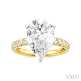 1/3 Ctw Pear Shape Round Cut Diamond Semi-Mount Engagement Ring in 14K Yellow and White Gold
