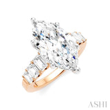 1 1/4 Ctw Marquise Shape Emerald and Round Cut Diamond Semi-Mount Engagement Ring in 14K Rose and White Gold