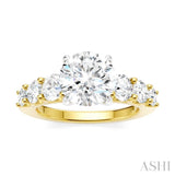 1 1/10 Ctw Round Shape Round Cut Diamond Semi-Mount Engagement Ring in 14K Yellow and White Gold