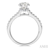 1/3 Ctw Oval Shape Round Cut Diamond Semi-Mount Diamond Engagement Ring in 14K White Gold