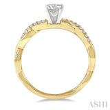 1/3 Ctw Round Center Diamond Twisted Ladies Engagement Ring with 1/4 Ct Round Cut Center Stone in 14K Yellow and White Gold