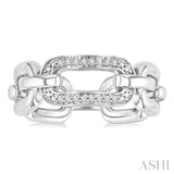 1/20 Ctw Bold Round Cut Diamond Paperclip Ring in Sterling Silver