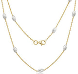 Sterling Silver Yellow Gold Plated Oval Diamond-Cut Moonbead 30