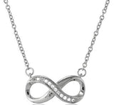 Sterling Silver Half White Topaz Infinity Necklace 16+2" Chain