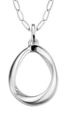 Sterling Silver-Rhodium Plated 23x16mm Open Twist Oval Pendant on 1.6mm 16-18