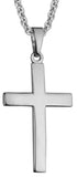 Sterling Silver Rhodium Contour Cross 25mm 16-18