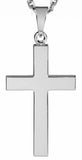Sterling Silver Rhodium Plain Cross Pendant with 20