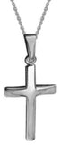 Sterling Silver Rhodium Contour Cross 19mm 16-18" Chain