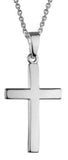 Sterling Silver Rhodium Contour Cross 21mm 16-18" Chain