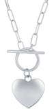 Sterling Silver Heart Paperclip Chain Toggle 17