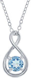 Sterling Silver 5mm Blue Topaz Infinity Pendant with Chain 16+2
