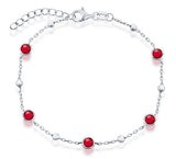 Sterling Silver Bezel Ruby Cubic Zirconia & Bead 7+1
