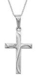 Sterling Silver 18mm Draped Cross Pendant 16-18" Chain