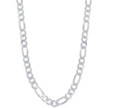 Sterling Silver Rhodium Plated 5.8mm 22" Figaro Chain