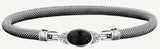Sterling Silver Elegant Mesh 10 Lab Grown Diamonds=.10 Carat Onyx 7" Bangle