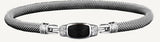 Sterling Silver Classic Mesh 10 Lab Grown Diamonds=.10 Carat Onyx 7" Bangle