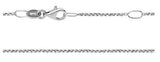 Sterling Silver-Rhodium Plated 16-18" 1.25mm Diamond Cut Cable Chain with Lobster Clasp