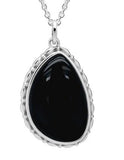 Sterling Silver Rhodium Onyx Pendant 18-20