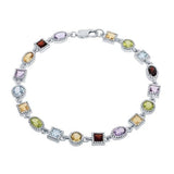 Sterling Silver Oval & Square Multi-Gem 7