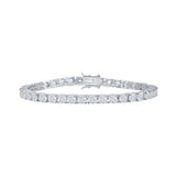 Sterling Silver 4mm Prong Set Round Cubic Zirconia Tennis Bracelet 7.5