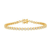 Sterling Silver Gold Plated 4mm Round Cubic Zirconia Tennis Bracelet 7.5