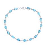 Sterling Silver Oval 4.94 Carat Swiss Blue Topaz & .11 Carat White Topaz 7.5
