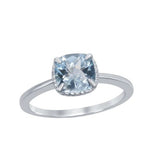 Sterling Silver 4-Prong Square Rope Design Blue Topaz Ring Size 6