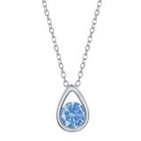 Sterling Silver Created Aquamarine Pear Shaped March Birthstone 16