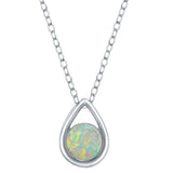 Sterling Silver Created Opal Pear Shaped 16