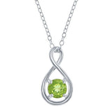 Sterling Silver 5mm Peridot Infinity Pendant with Chain 16+2