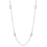 Sterling Silver Polished and Micro Pave Cubic Zirconia Paperclip Necklace 2