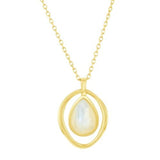 Sterling Silver Gold Plated Pearshaped Mother of Pearl Oval Necklace 16