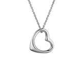 Sterling Silver-Rhodium Plated 14.5mm Open Heart Pendant Floating on .7mm 16-18