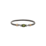 Sterling Silver Elegant Mesh Bangle 7" 6 Lab Grown Diamonds=0.10 Carat 9X5mm Synthetic Peridot