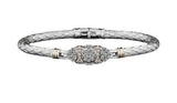 Sterling Silver Cuscino Bangle 7" 32 Lab Grown Diamonds=.65 Carat 14 Karat Yellow Caps