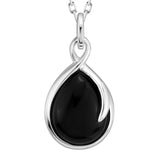 Sterling Silver Rhodium Onyx 26mm Pendant with18