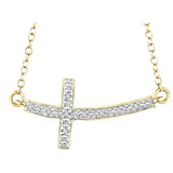 24 Karat Vermeil 8 Diamonds=.03 Carat IJ I1-2 Sideways Cross Pendant