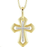 24 Karat Vermeil 18 Diamonds=.07 Carat IJ I1-2 Cross Pendant with 18" Chain