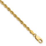 14K 8 inch 3mm Diamond-cut Rope with Lobster Clasp Chain