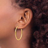 14k 2x35mm Polished Round Endless Tube Hoop Earrings
