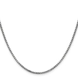 14K White Gold 24 inch 1.75mm Semi-Solid Round Box with Lobster Clasp Chain