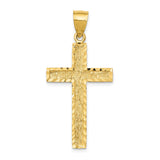 14K Diamond-cut Textured Cross Pendant