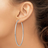 14k White Gold 2x65mm Polished Round Endless Tube Hoop Earrings
